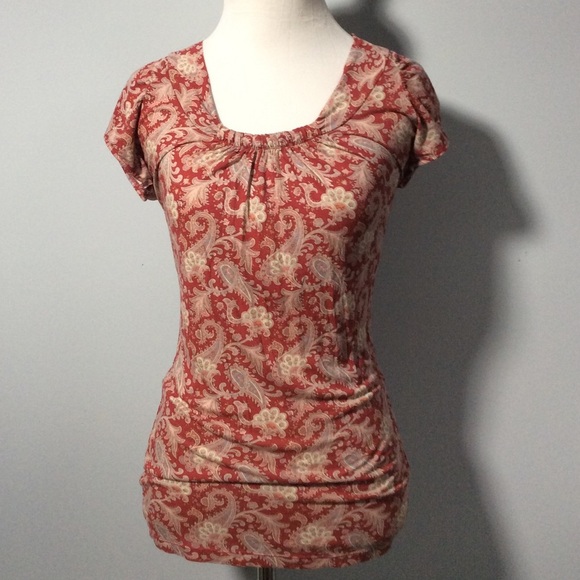 Zara Basic T-shirt Paisley Pattern Small - Picture 2 of 4